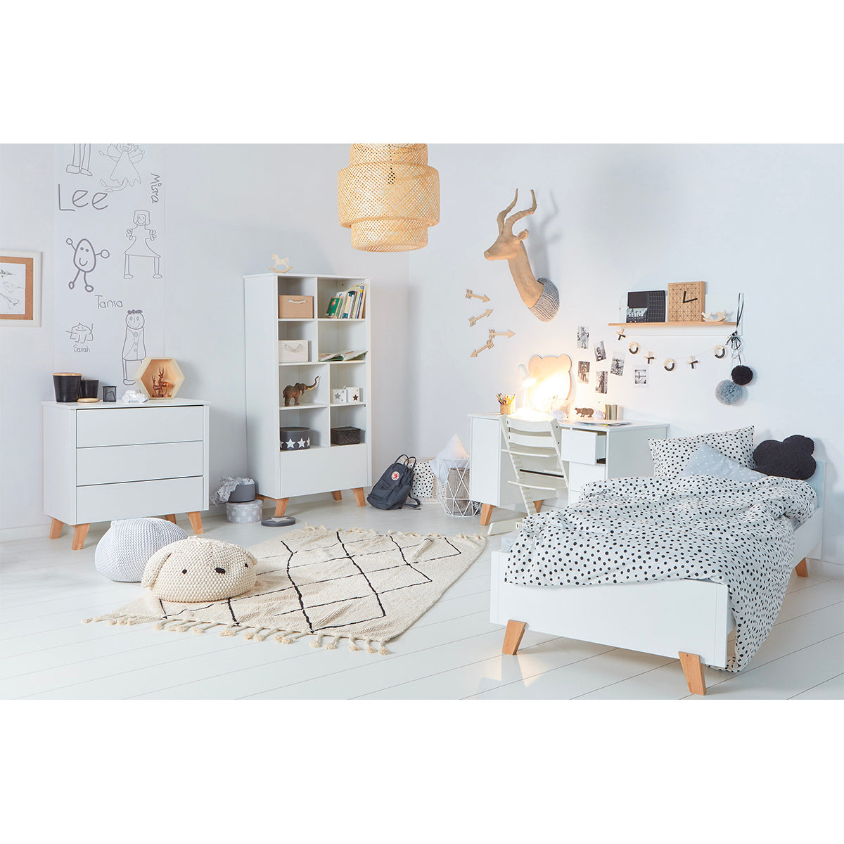 Lit 90x200 sommier et tiroir inclus Novelies Zara Blanc - vue 4