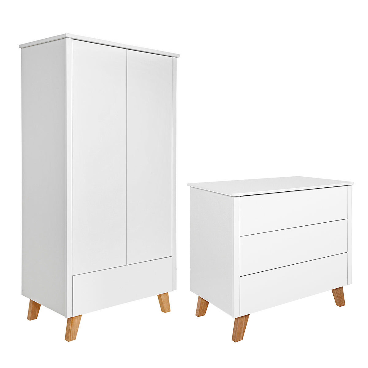 Commode 3 tiroirs et armoire 2 portes Novelies Zara Blanc