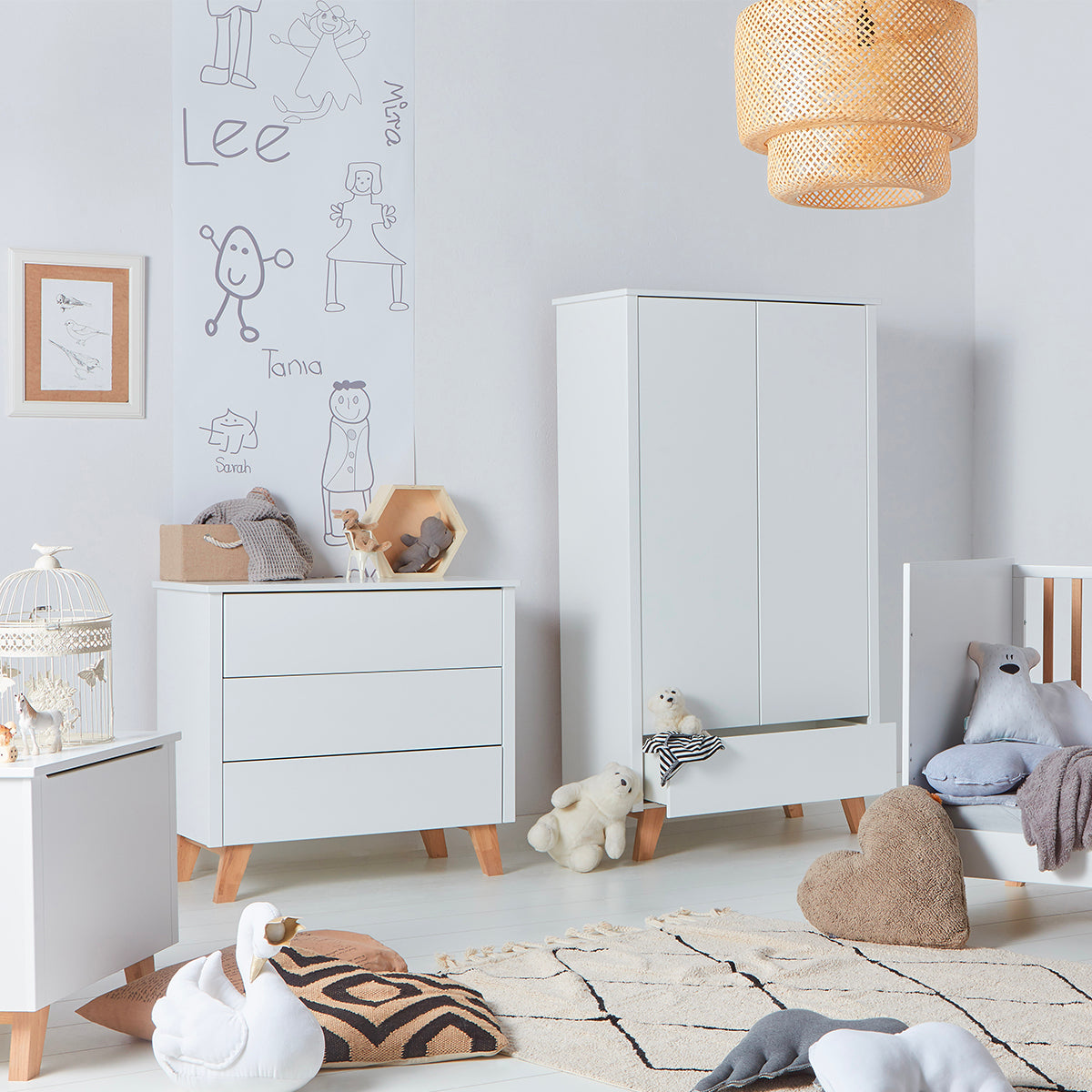 Commode 3 tiroirs et armoire 2 portes Novelies Zara Blanc - vue 5