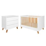 Lit évolutif 70x140 et commode 3 tiroirs Novelies Zara Blanc