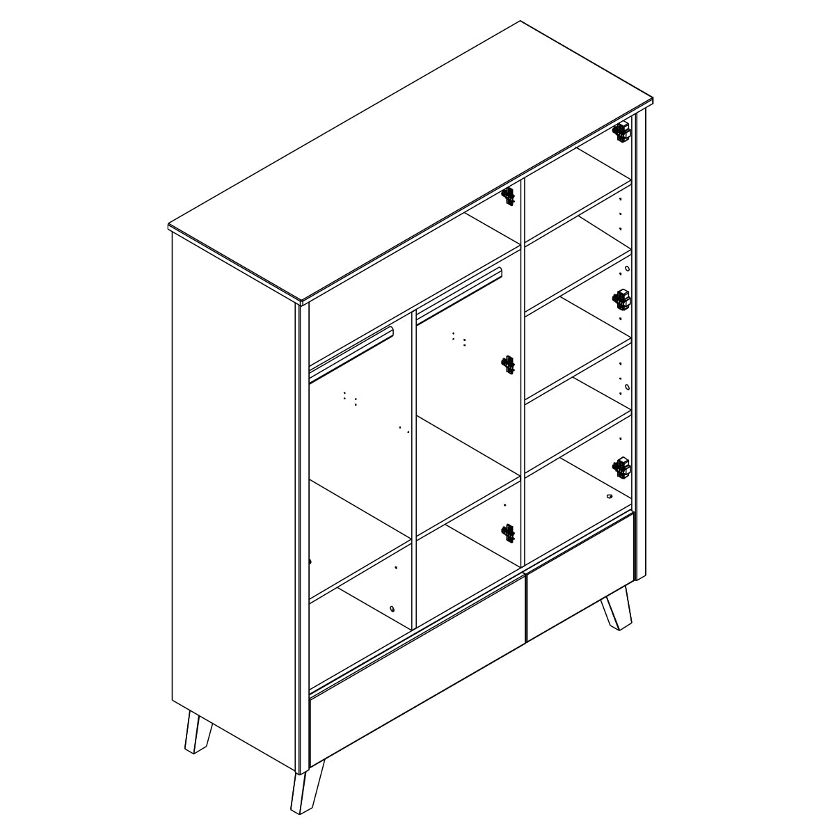 Armoire 3 portes 2 tiroirs Novelies Zara Gris - vue 3