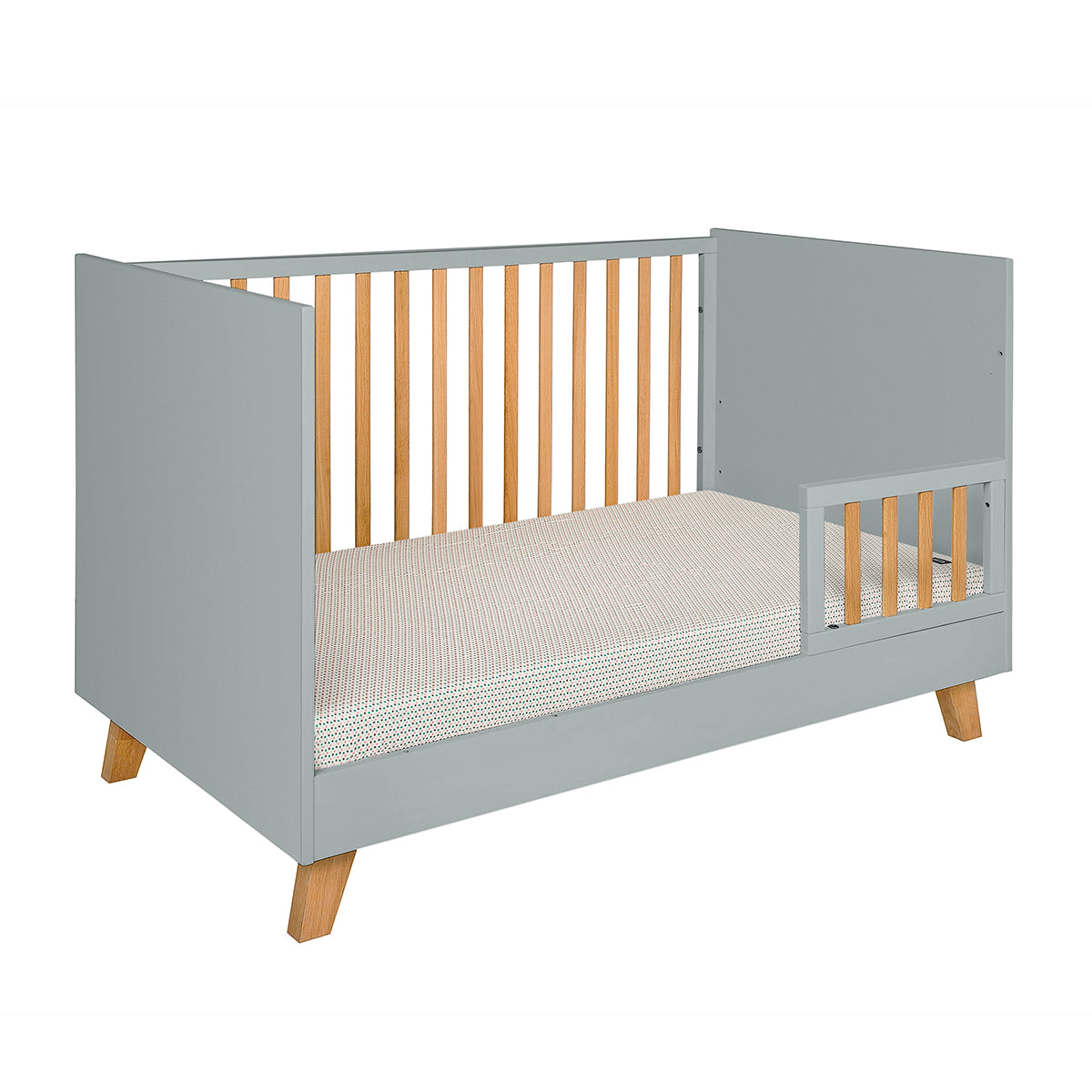Lit évolutif 70x140 et commode 3 tiroirs Novelies Zara Gris - vue 3