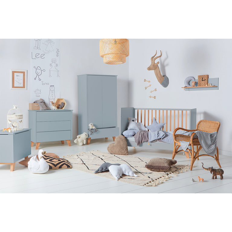 Chambre complète lit évolutif 70x140 commode à langer et armoire 2 portes Novelies Zara Gris - vue 7