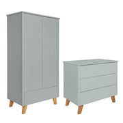 Commode 3 tiroirs et armoire 2 portes Novelies Zara Gris