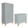 Commode 3 tiroirs et armoire 2 portes Novelies Zara Gris