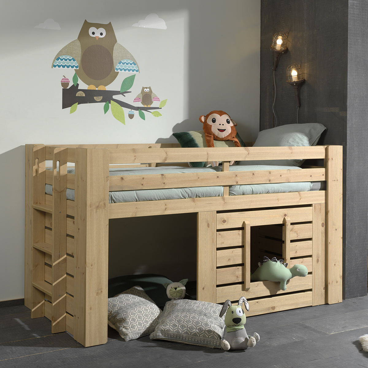 Lit cabane 90x200 sommier inclus Vipack Oliver Bois - vue 4