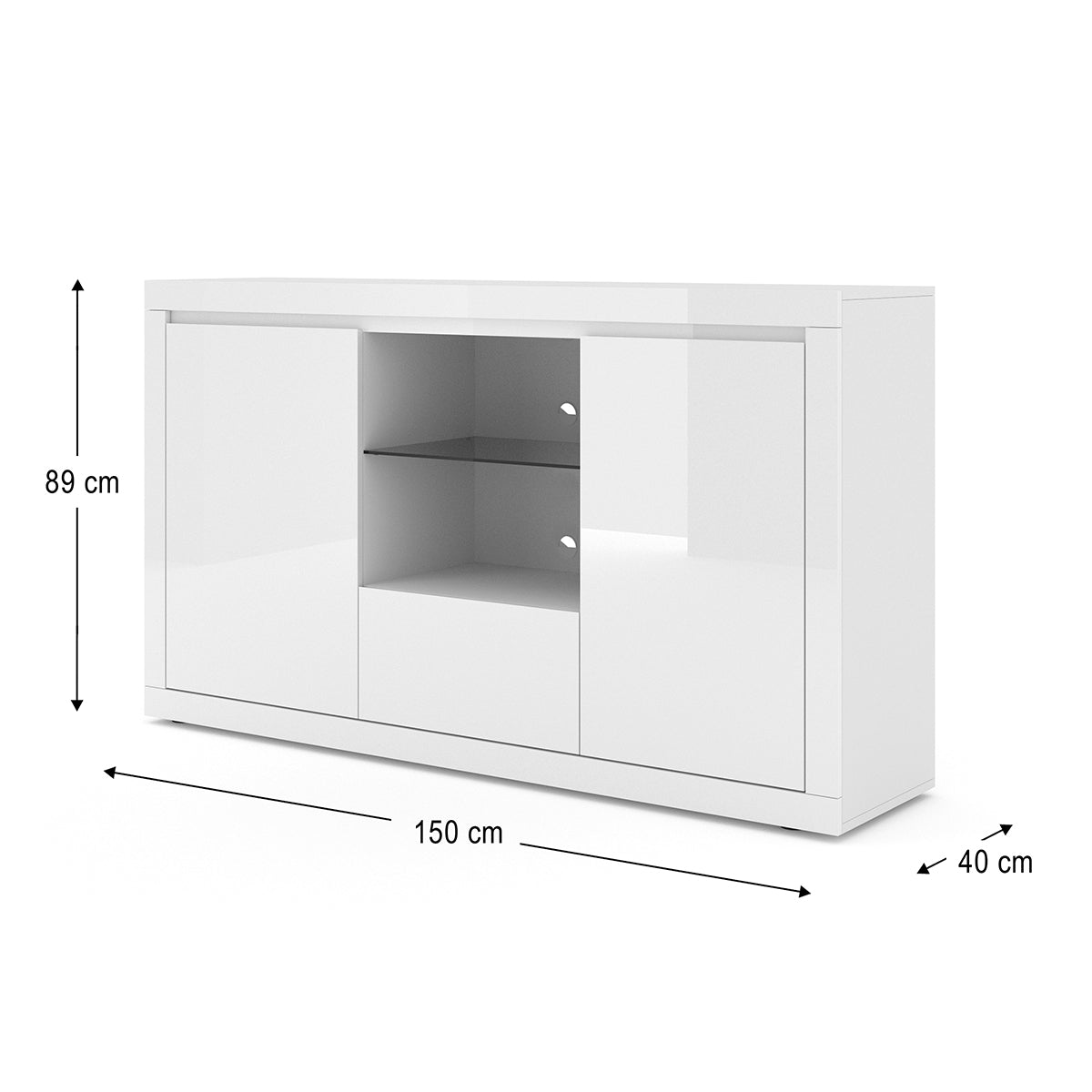 Buffet 2 portes 1 tiroir Olia Blanc - vue 4