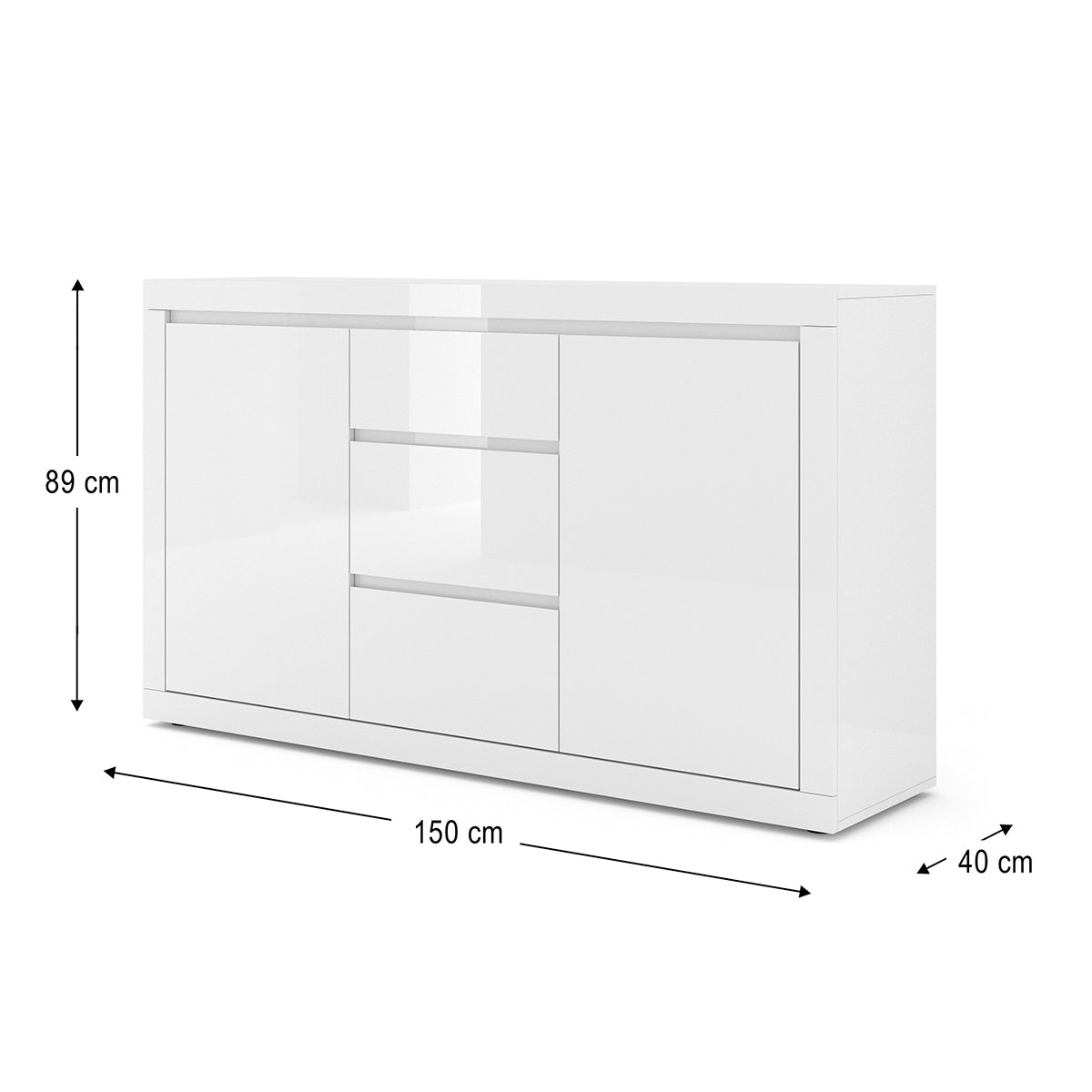 Buffet 2 portes 3 tiroirs Olia Blanc - vue 4