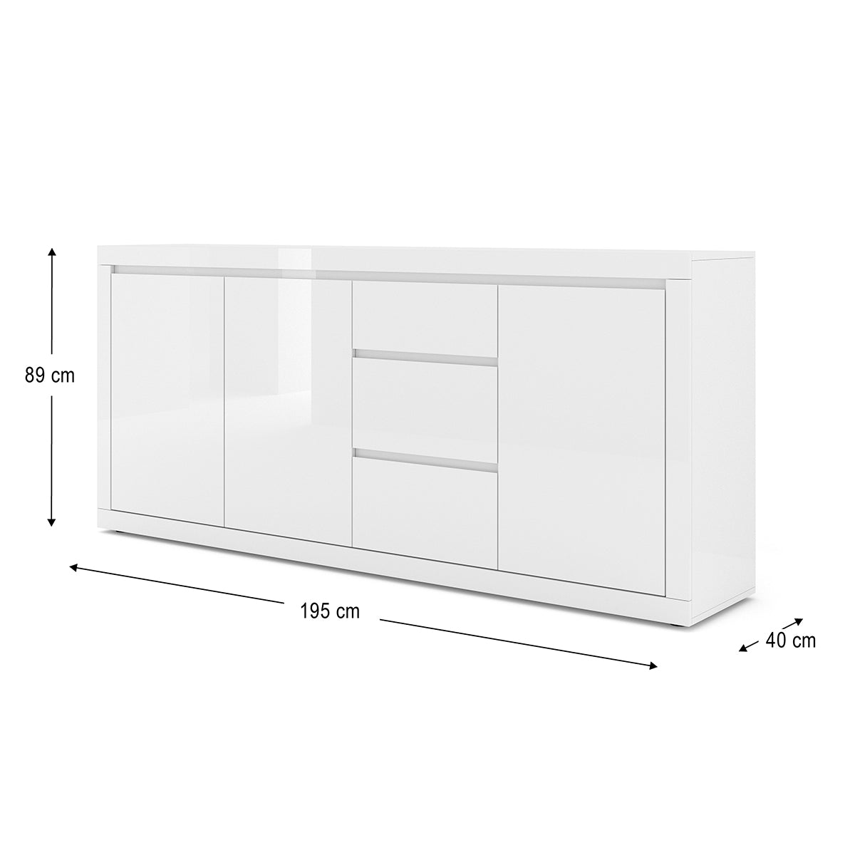 Buffet 3 portes 3 tiroirs Olia Blanc - vue 3