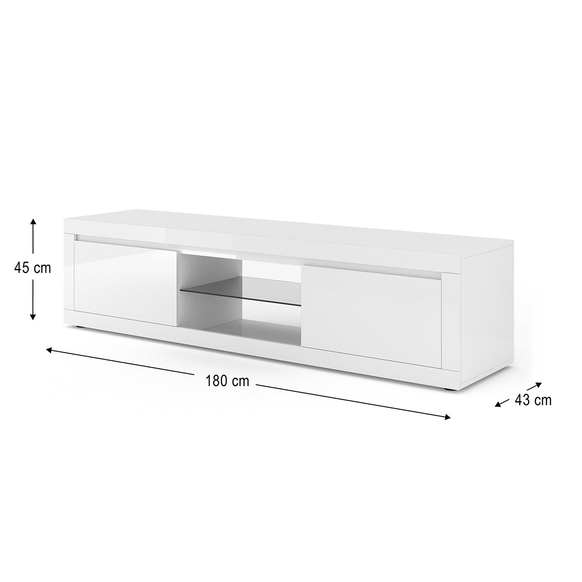 Meuble TV 2 portes 180 cm TV Olia Blanc - vue 4