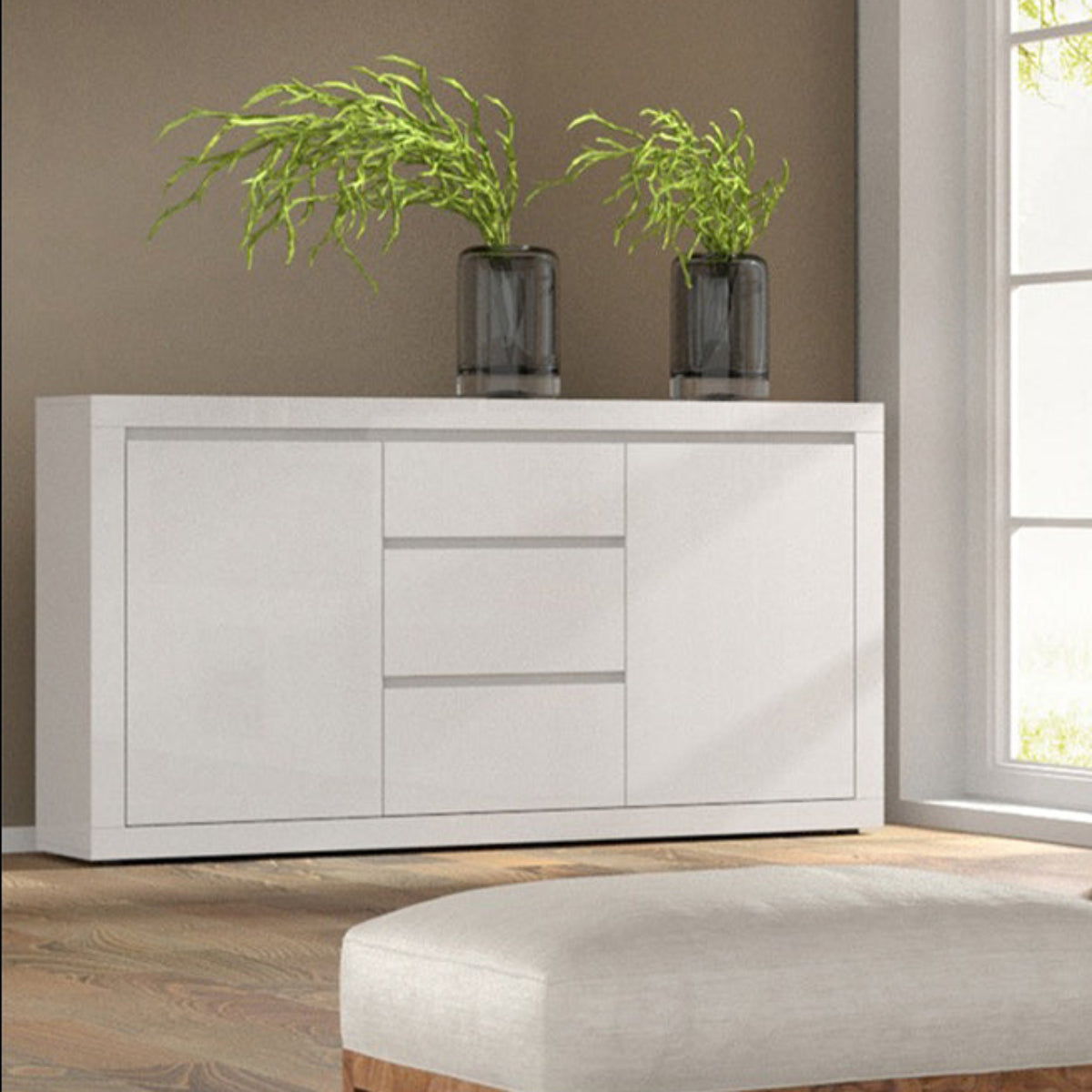 Buffet 2 portes 3 tiroirs Olia Blanc