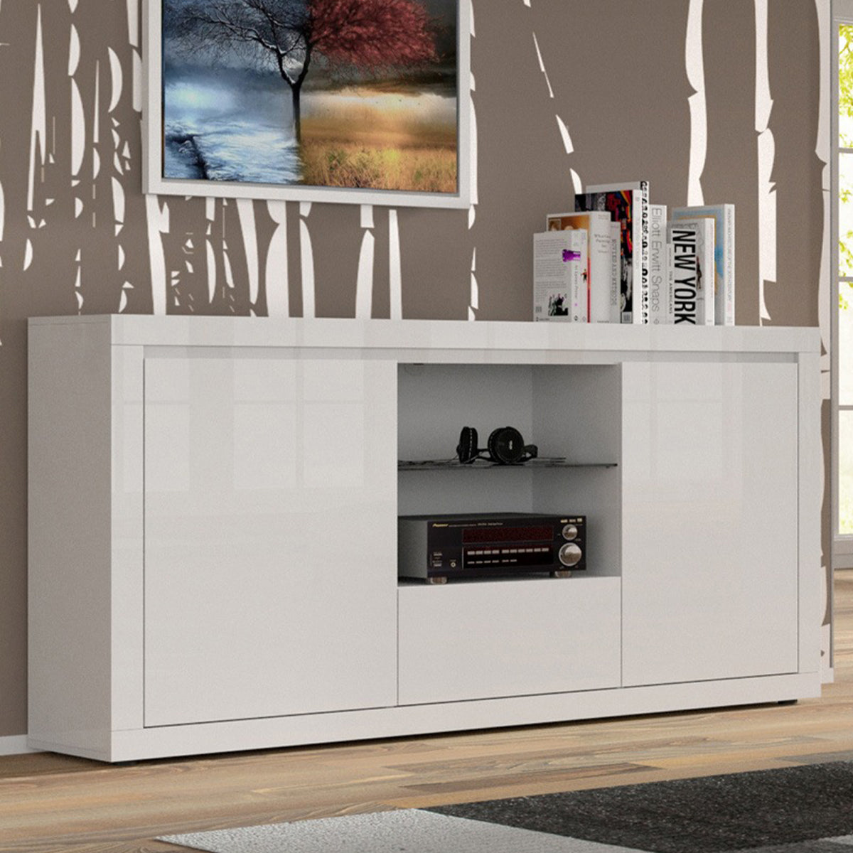 Buffet 2 portes 1 tiroir Olia Blanc - vue 3