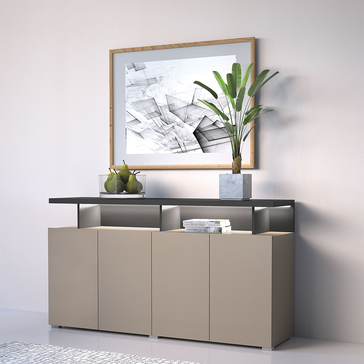 Buffet 4 portes Opio Taupe et Anthracite - vue 4