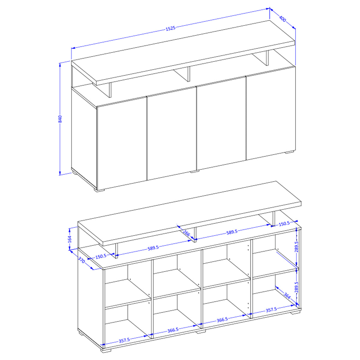 Buffet 4 portes Opio Taupe et Anthracite - vue 5