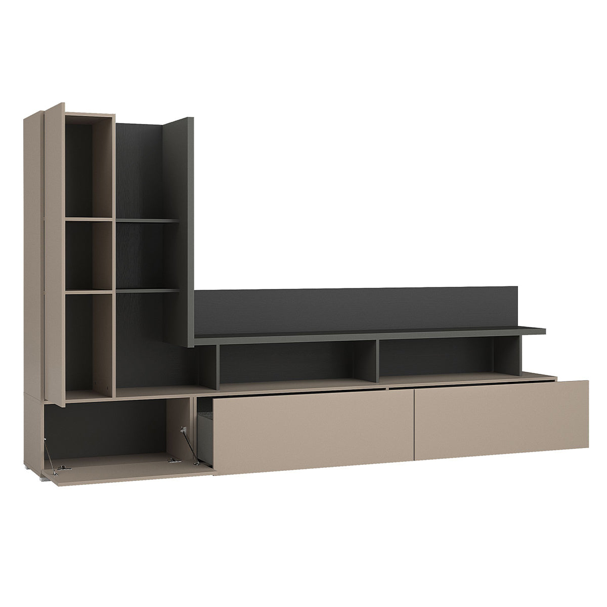 Mur TV 270 cm Opio Taupe et Anthracite - vue 2