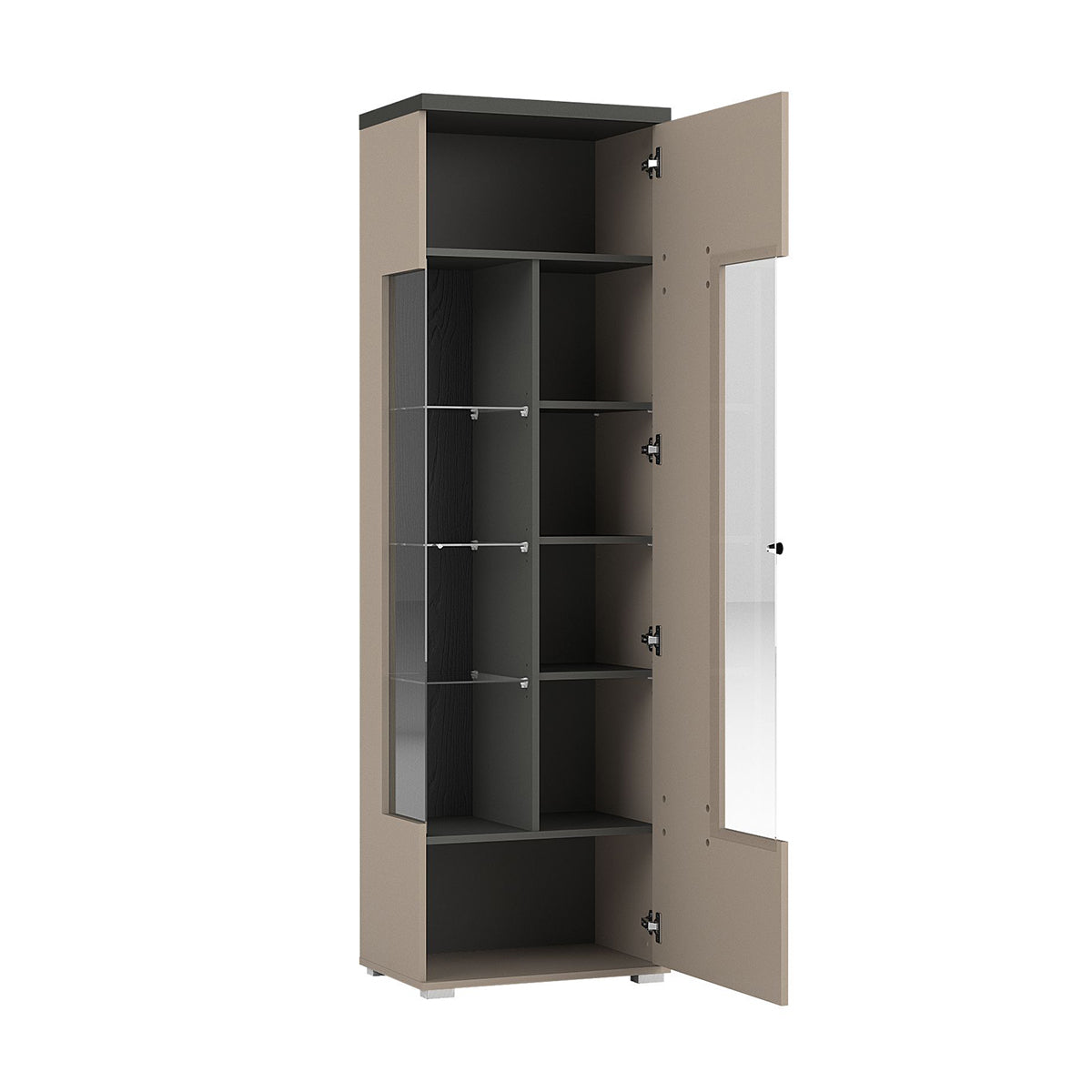 Vitrine 1 porte Opio Taupe et Anthracite - vue 2