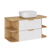 Meuble simple vasque 100cm niches arrondies Oria Blanc mat