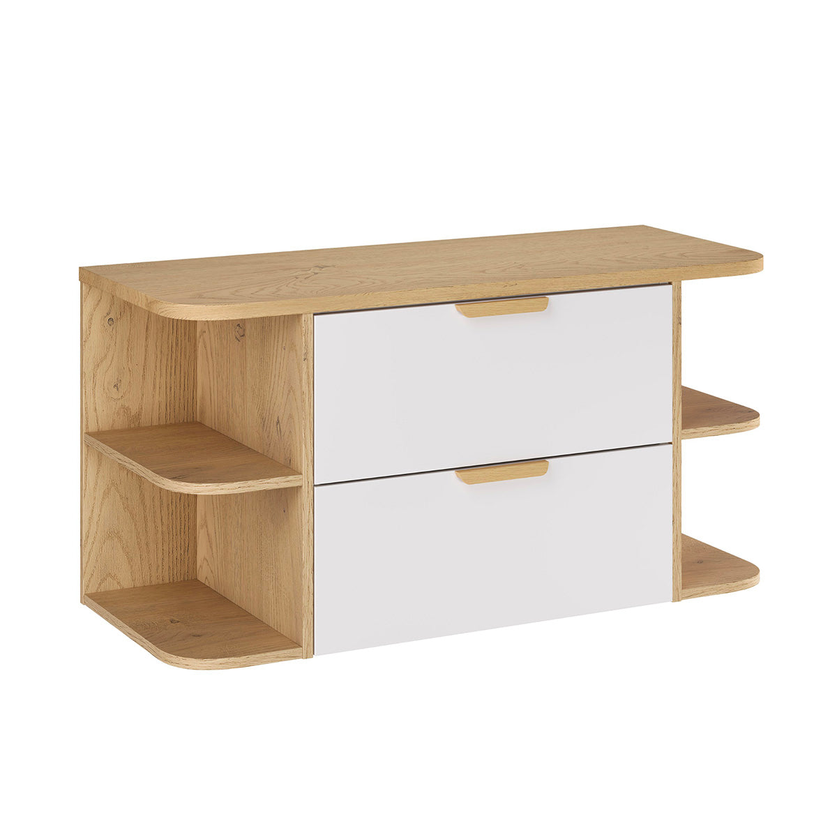 Ensemble meuble sous-vasque 100cm niches arrondies et colonne Oria Blanc mat - vue 2