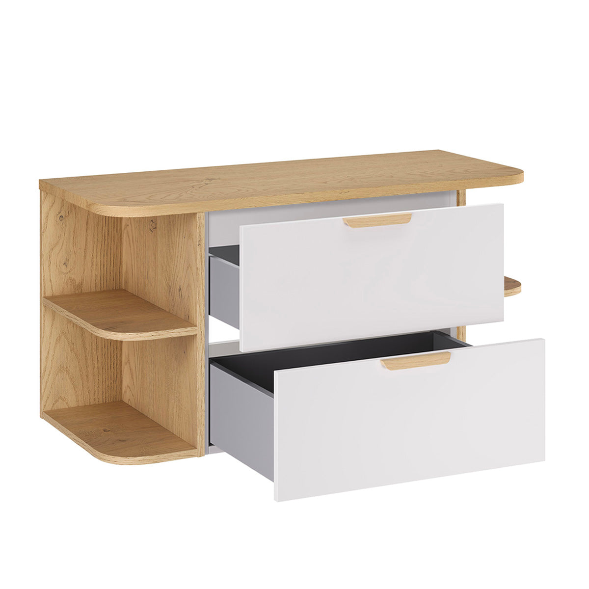 Ensemble meuble sous-vasque 100cm niches arrondies et colonne Oria Blanc mat - vue 3