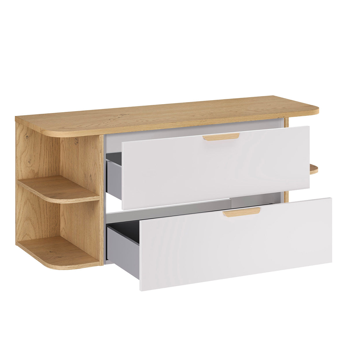 Meuble sous-vasque 120cm niches arrondies plan de toilette Oria Blanc mat - vue 2