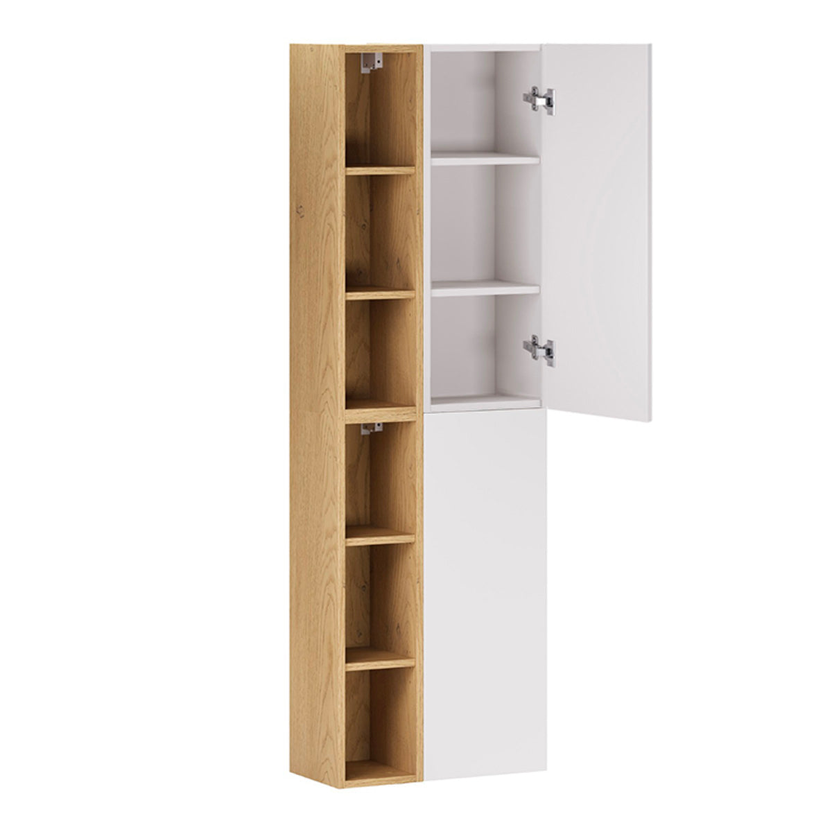 Ensemble meuble simple vasque 120cm 4 niches et colonne Oria Blanc mat - vue 5
