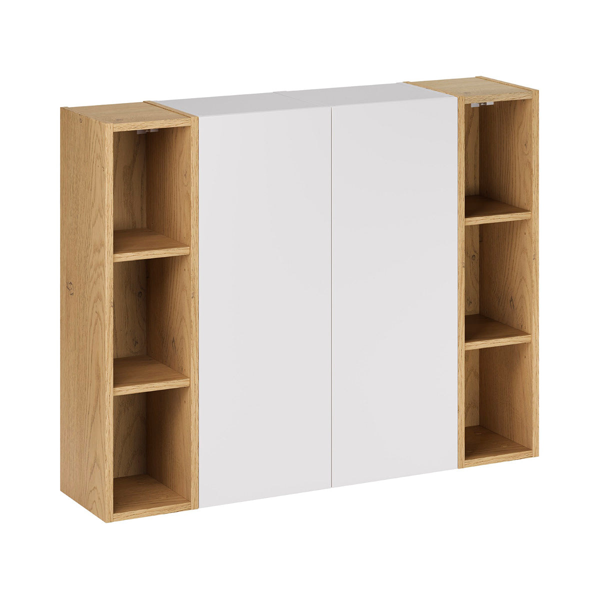Ensemble meuble simple vasque encastrée 120cm 4 niches et colonne Oria Blanc mat - vue 12