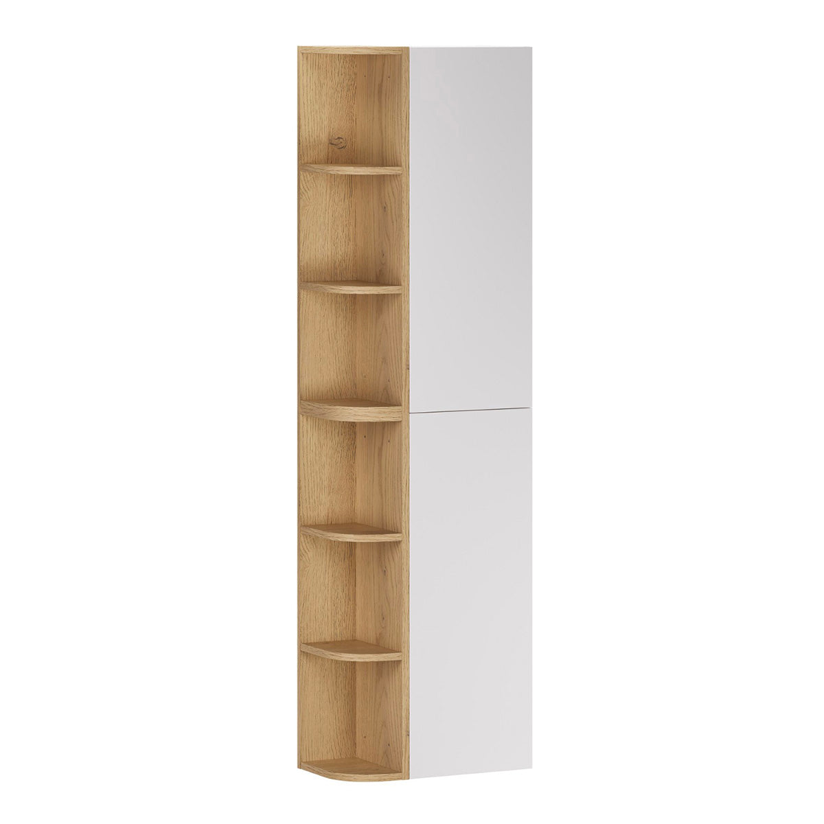 Ensemble meuble sous-vasque 120cm niches arrondies et colonne Oria Blanc mat - vue 4