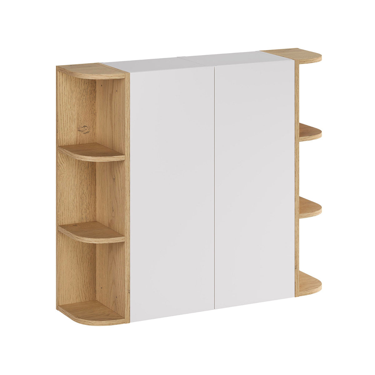 Ensemble meuble sous-vasque 120cm niches arrondies et colonne Oria Blanc mat - vue 11