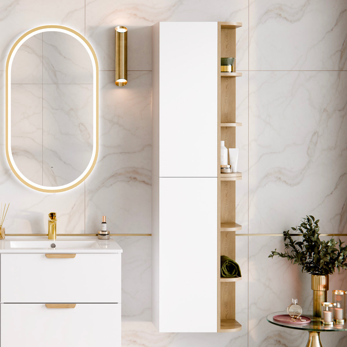 Armoire murale 3 niches arrondies Oria Blanc mat - vue 5