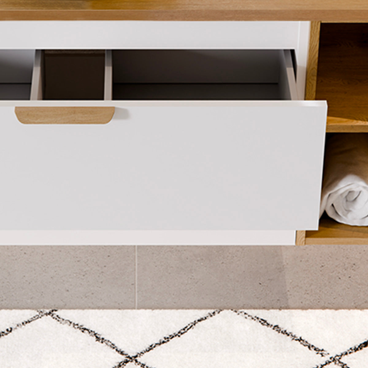 Meuble simple vasque 80cm 2 niches Oria Blanc mat - vue 6
