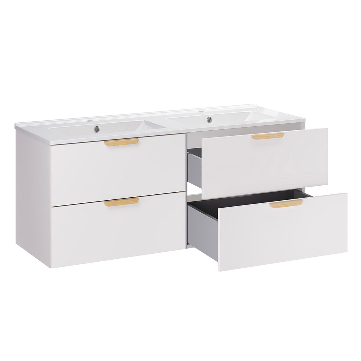 Meuble double vasque encastrée 120cm Oria Blanc mat - vue 2