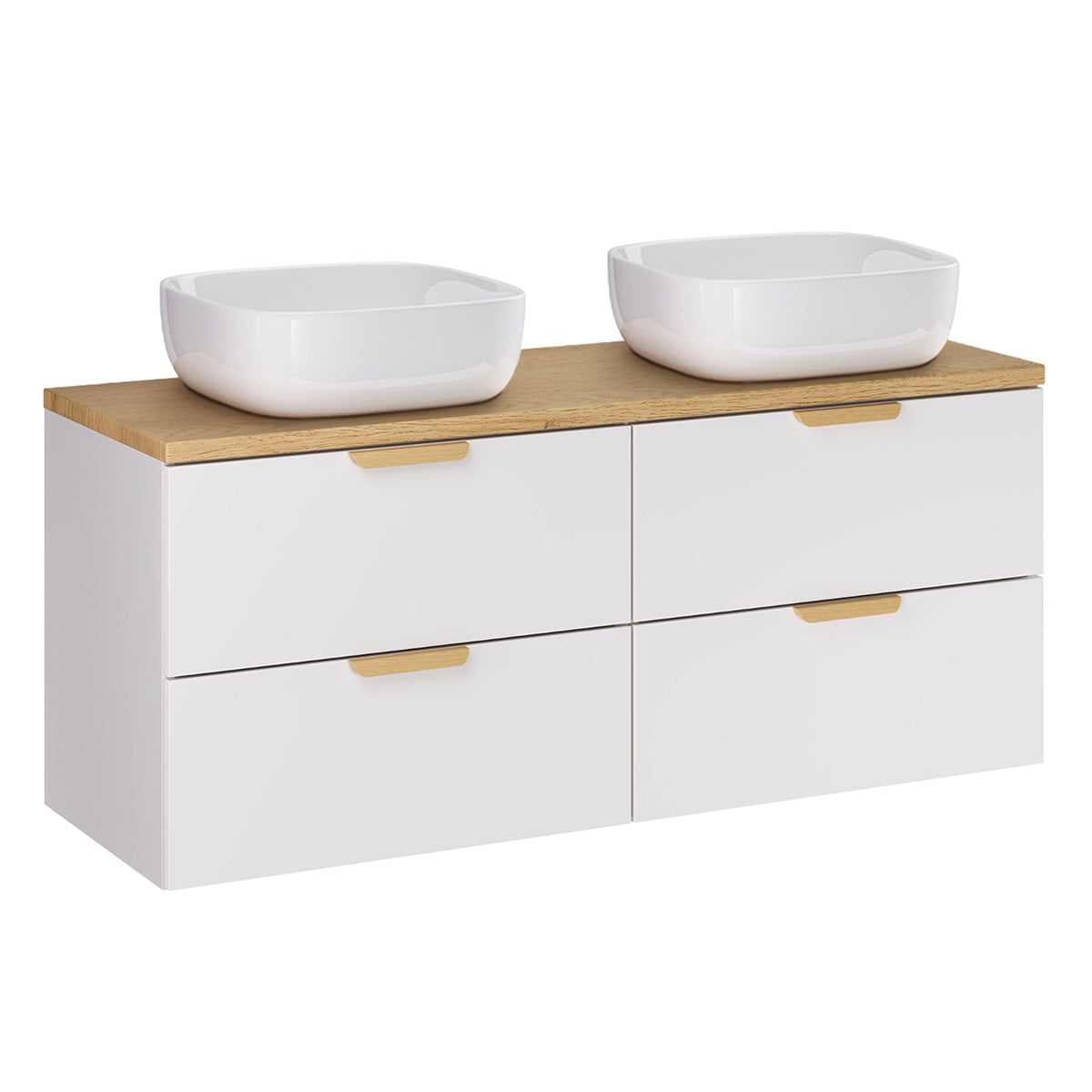 Ensemble meuble double vasque 120cm et colonne Oria Blanc mat - vue 2