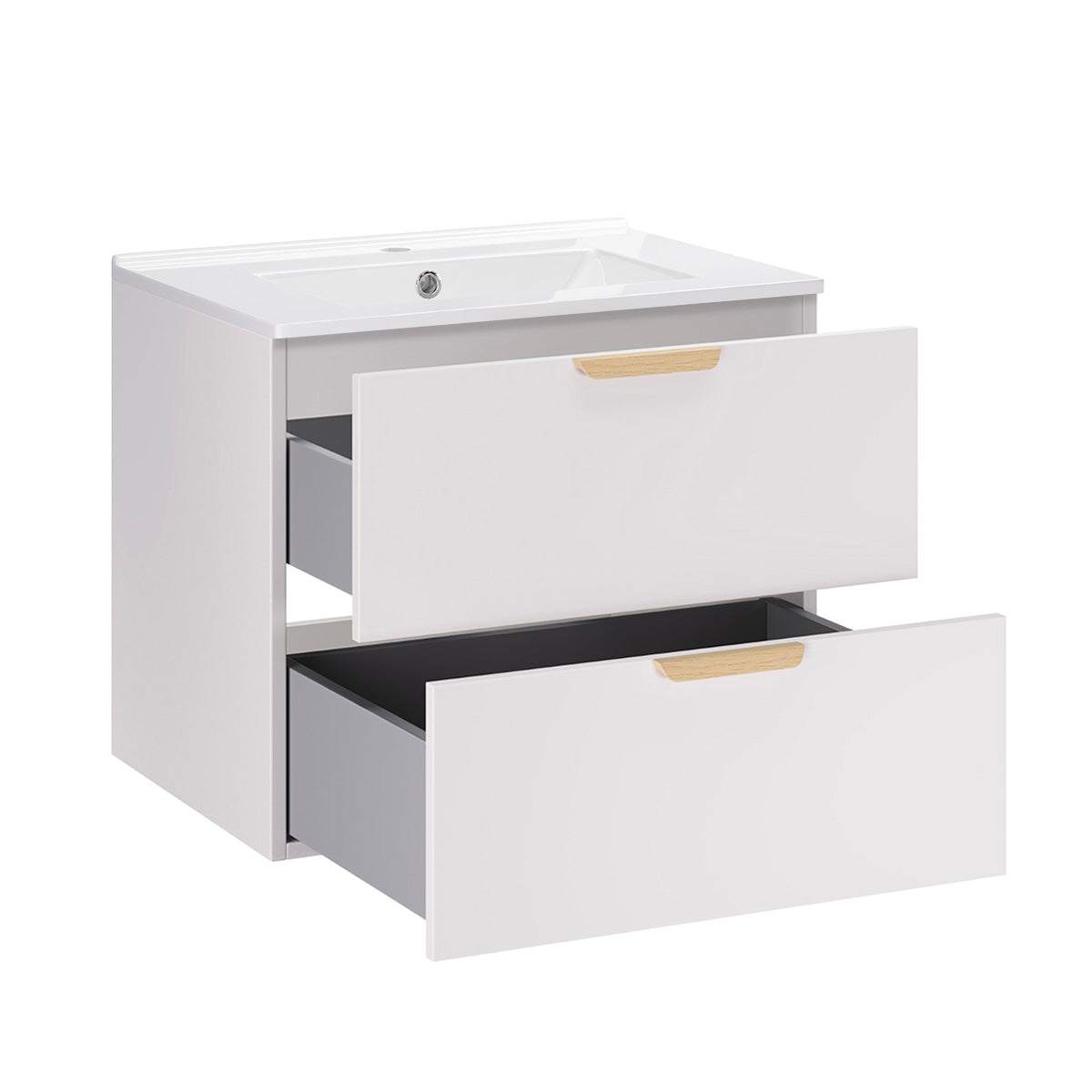 Ensemble meuble simple vasque encastrée 60cm et colonne Oria Blanc mat - vue 3