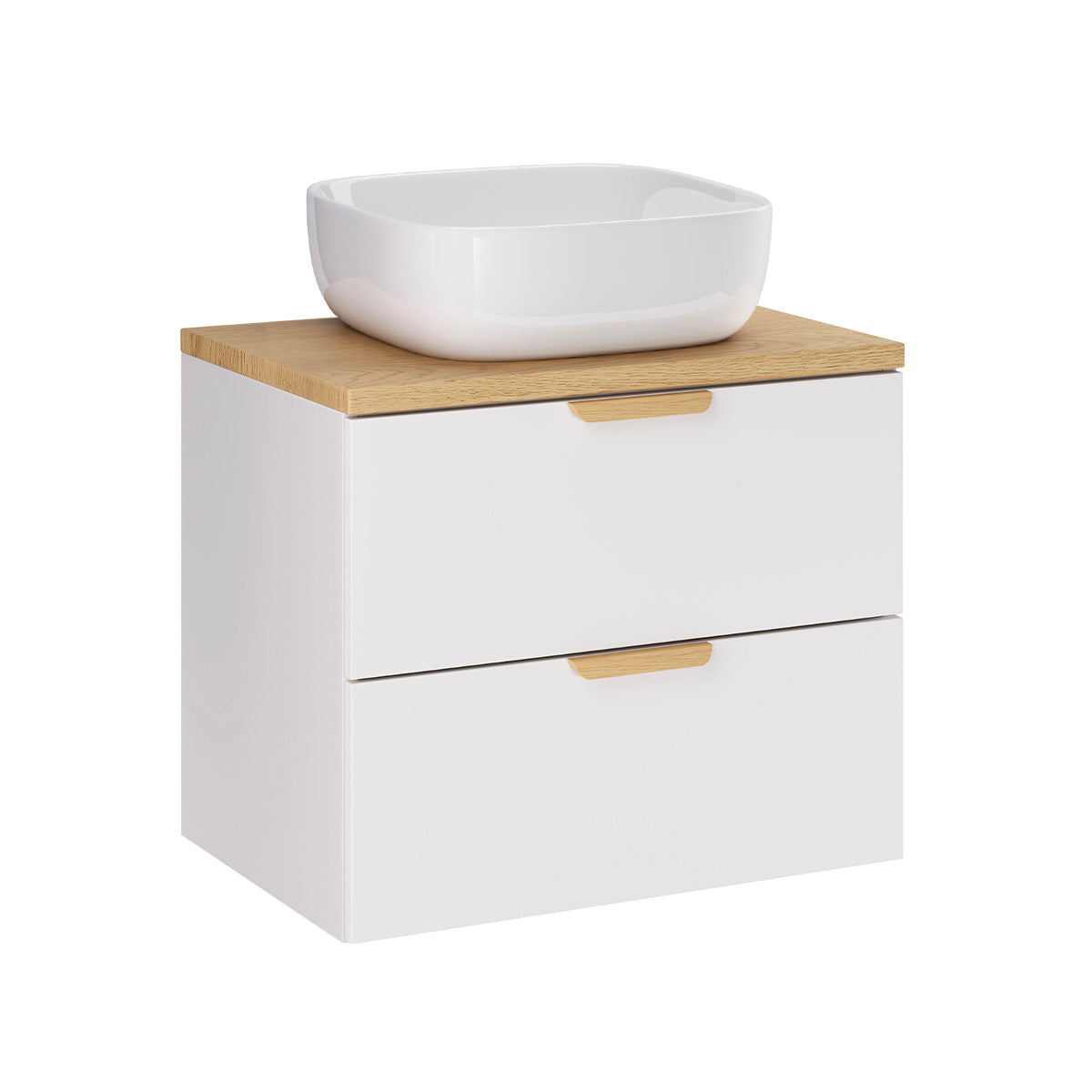 Ensemble meuble simple vasque 60cm et colonne Oria Blanc mat - vue 2