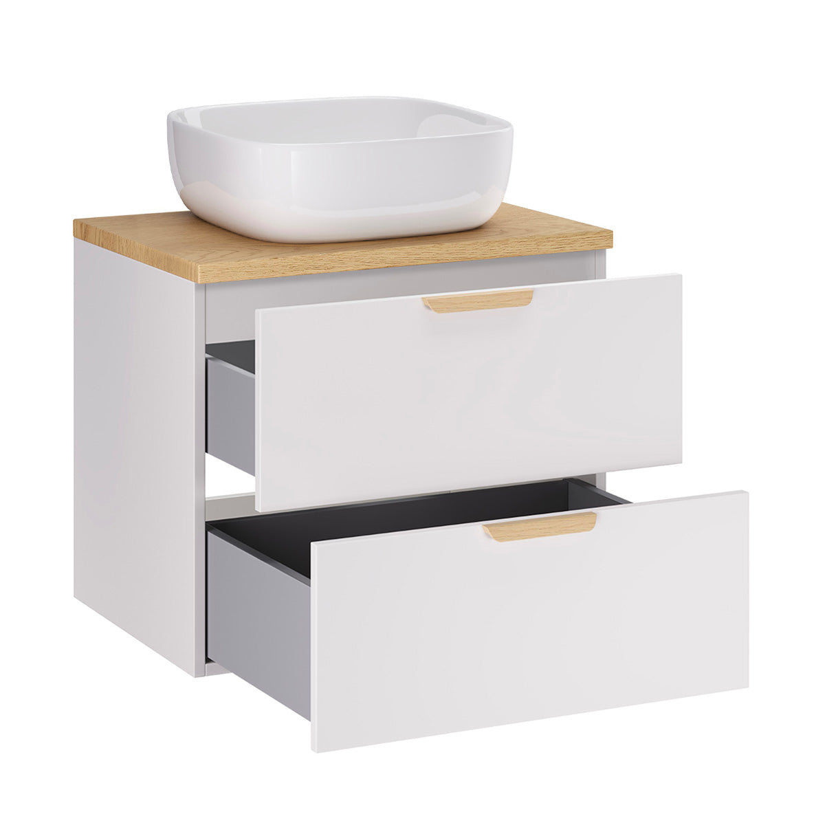 Ensemble meuble simple vasque 60cm et colonne Oria Blanc mat - vue 3