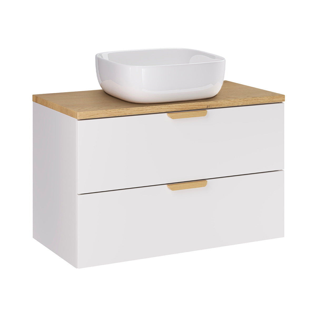 Meuble simple vasque 80cm Oria Blanc mat