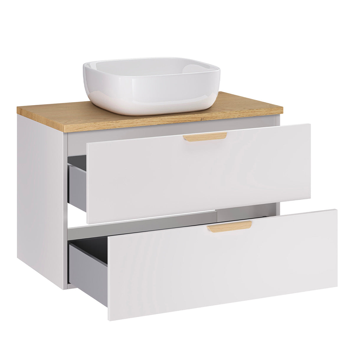 Ensemble meuble simple vasque 80cm et colonne Oria Blanc mat - vue 3