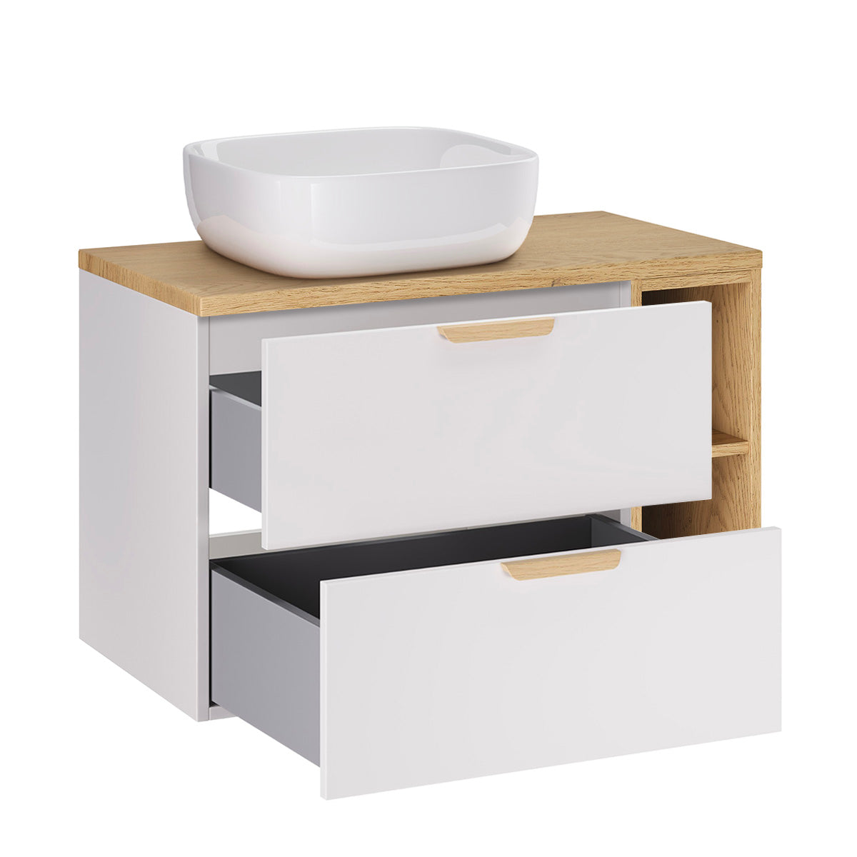 Meuble simple vasque 80cm 2 niches Oria Blanc mat - vue 2
