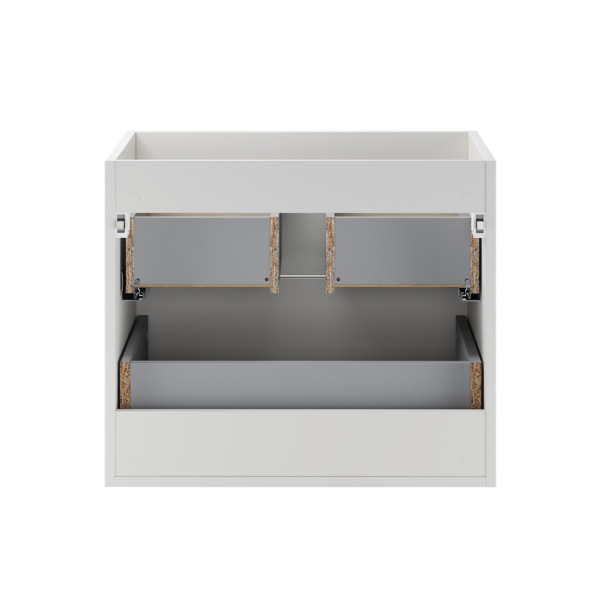 Ensemble meuble simple vasque 100cm niches arrondies et colonne Oria Blanc mat - vue 7