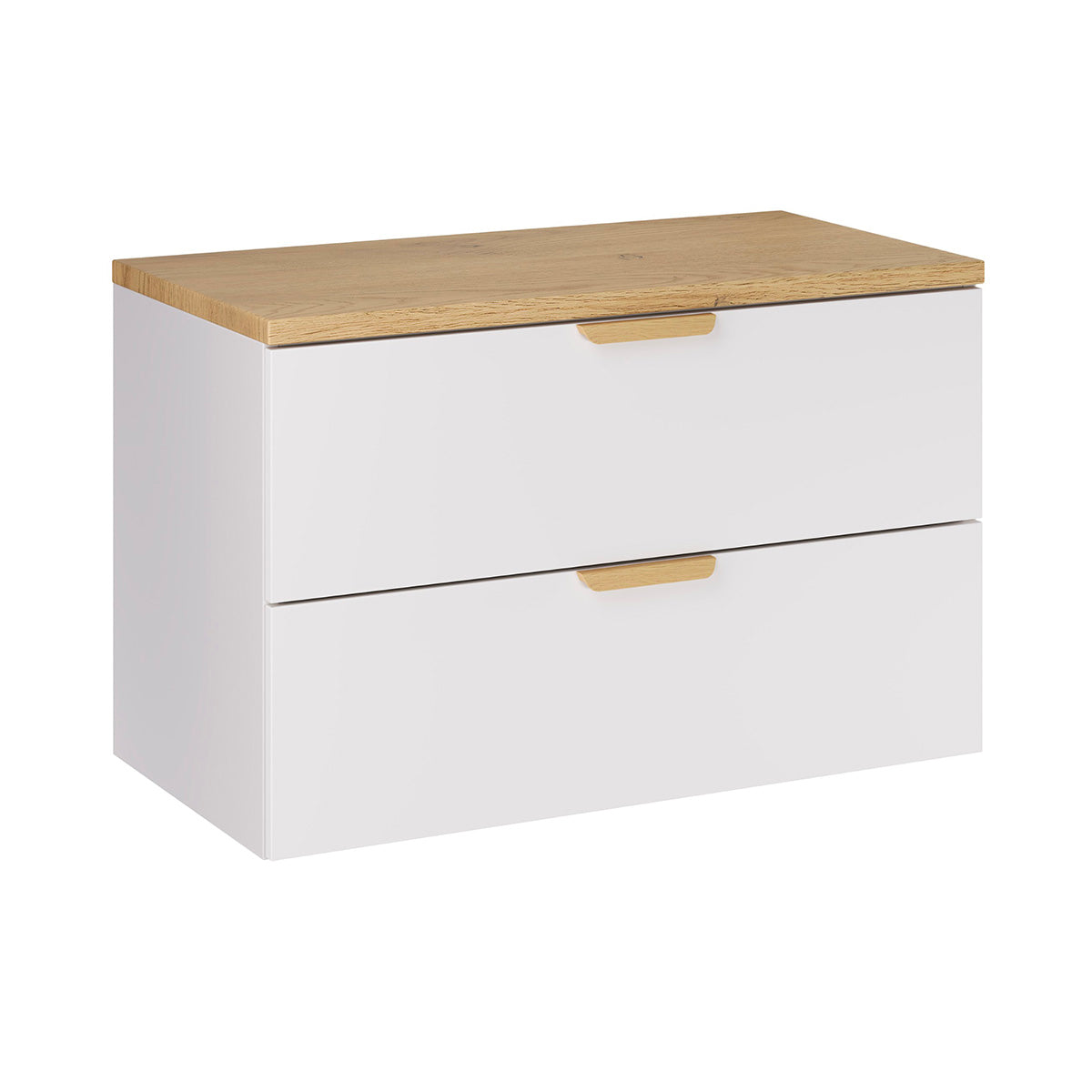 Ensemble meuble sous-vasque 80cm et colonne Oria Blanc mat - vue 2