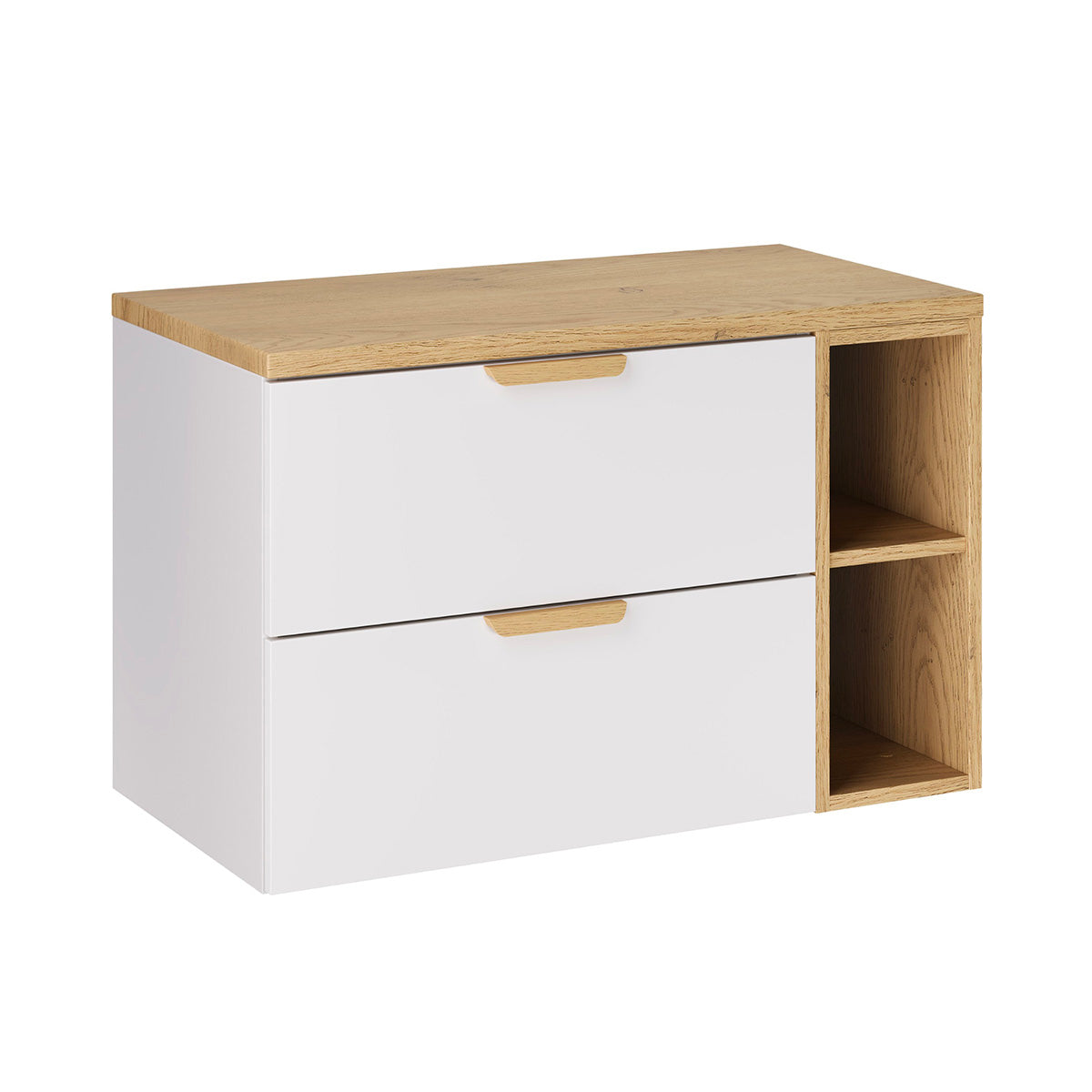 Ensemble meuble sous-vasque 80cm 2 niches et colonne Oria Blanc mat - vue 2
