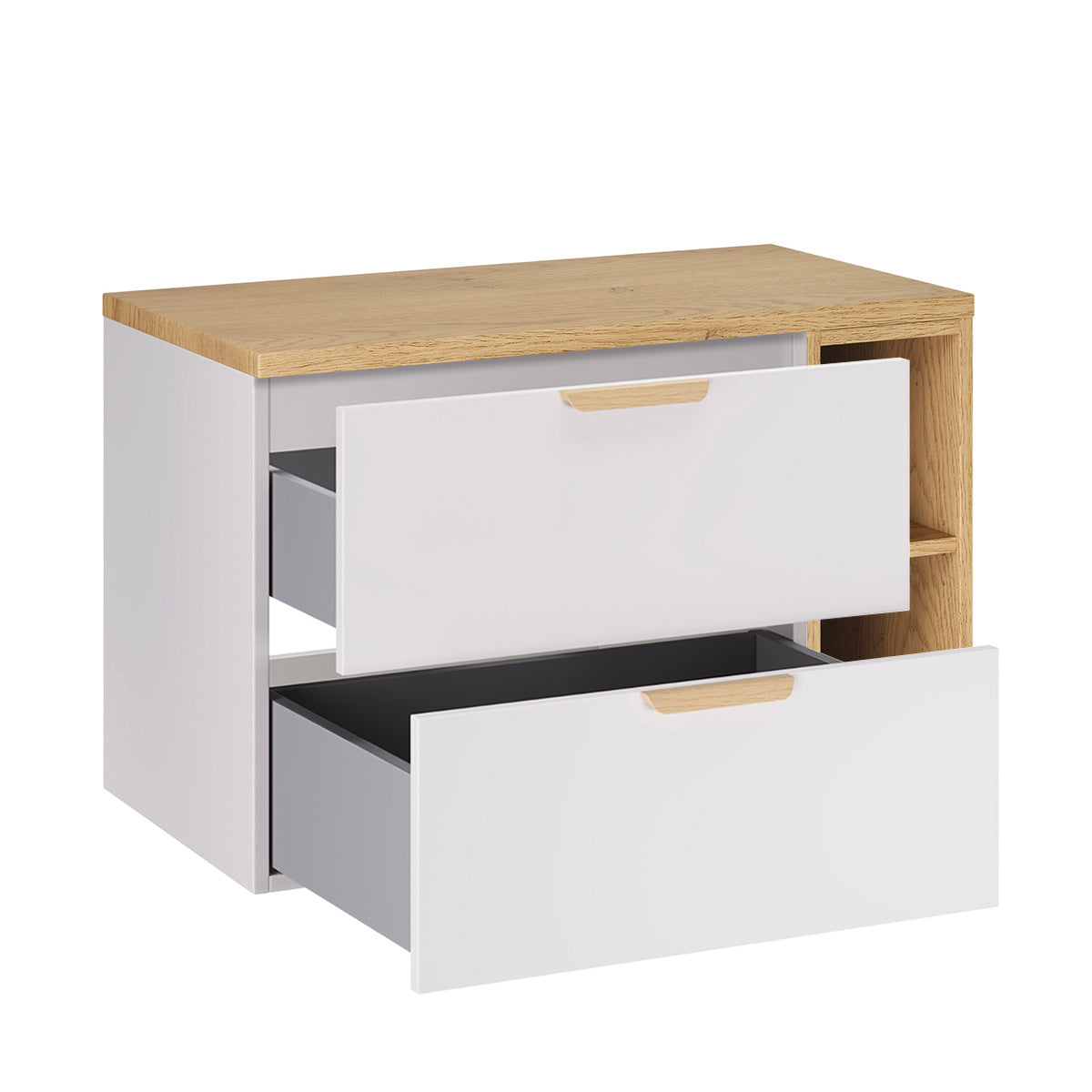Ensemble meuble sous-vasque 80cm 2 niches et colonne Oria Blanc mat - vue 3