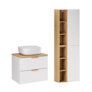 Ensemble meuble simple vasque 60cm et colonne Oria Blanc mat
