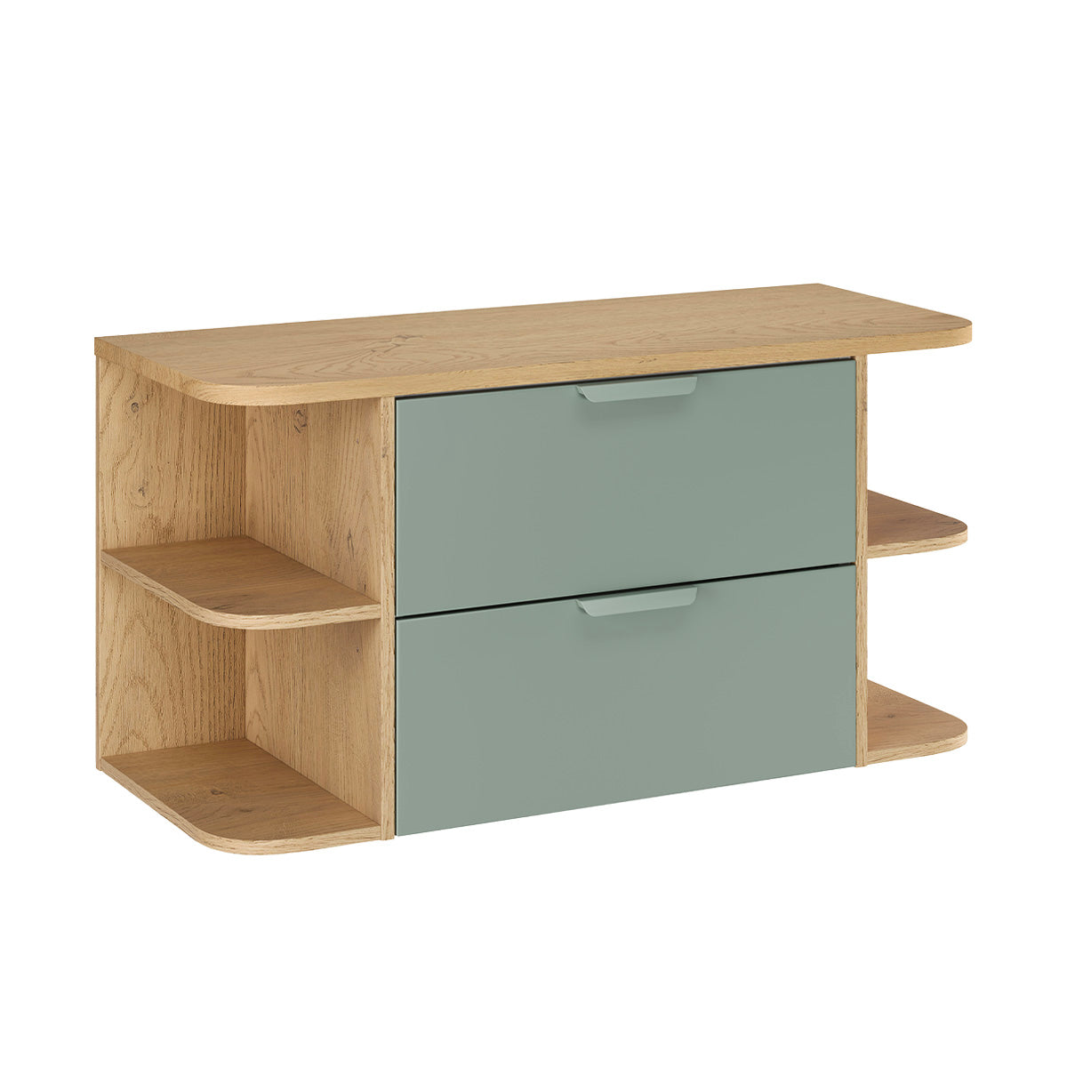 Meuble sous-vasque 100cm niches arrondies plan de toilette Oria Vert mat