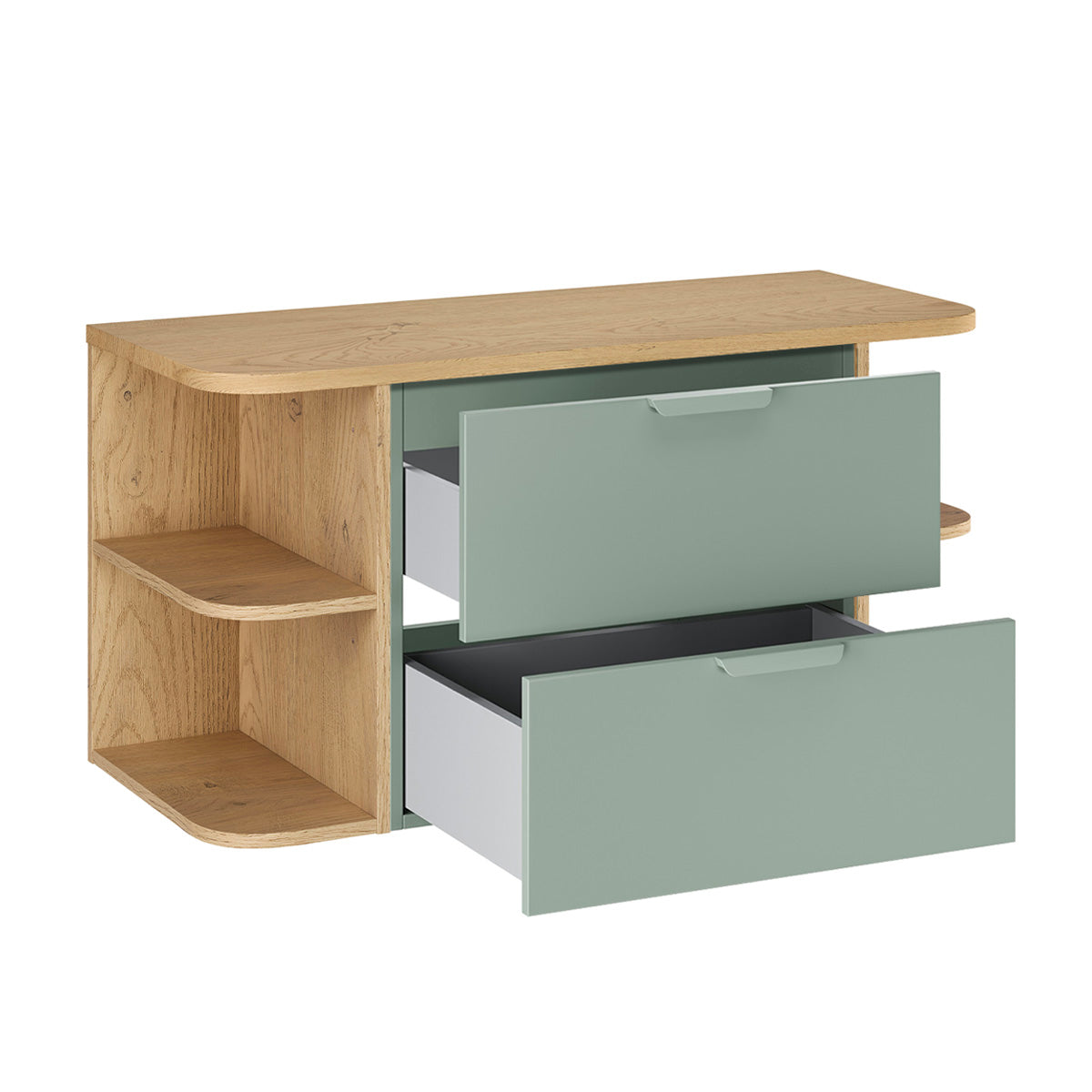 Ensemble meuble sous-vasque 100cm niches arrondies et colonne Oria Vert mat - vue 3