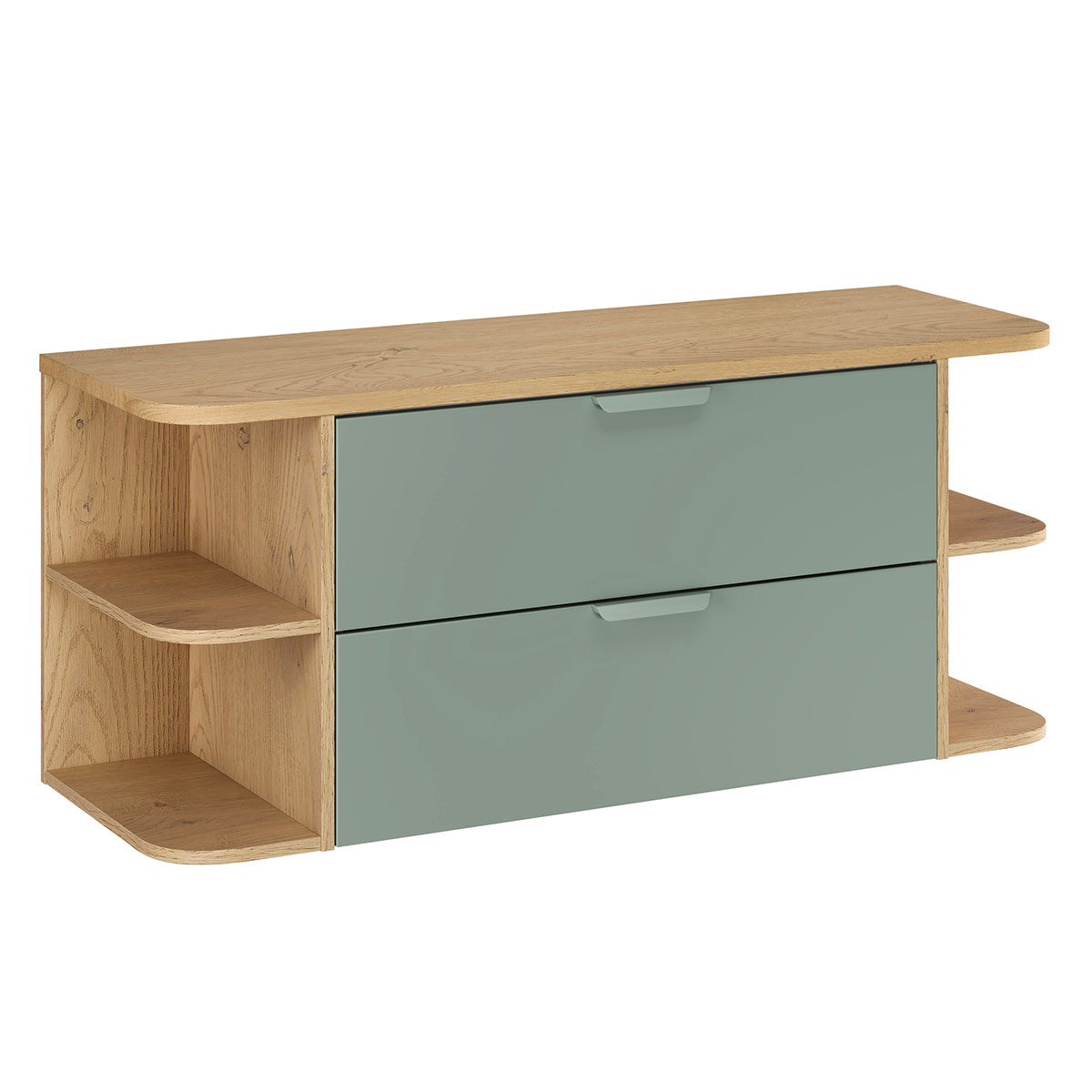 Ensemble meuble sous-vasque 120cm niches arrondies et colonne Oria Vert mat - vue 2
