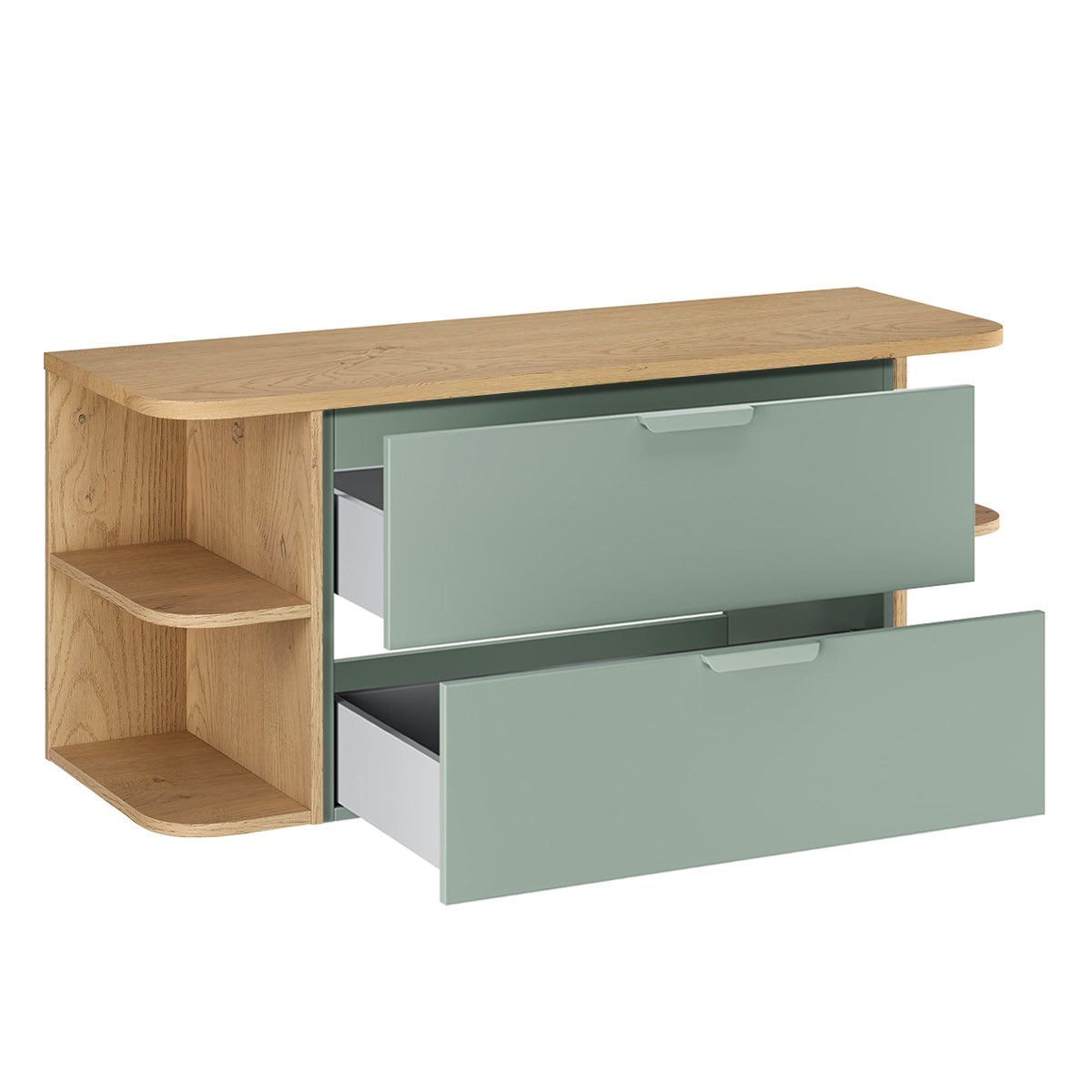 Ensemble meuble sous-vasque 120cm niches arrondies et colonne Oria Vert mat - vue 3