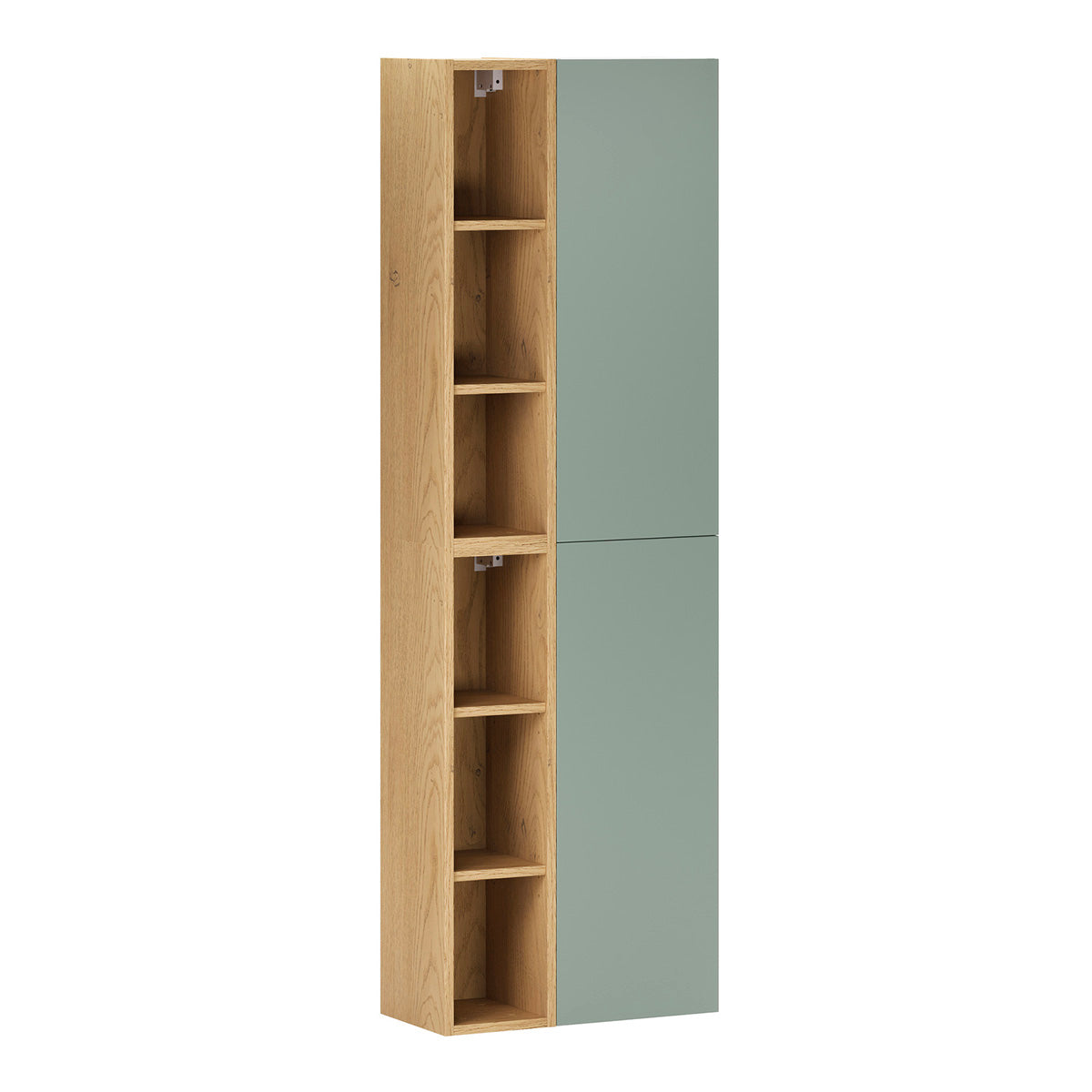 Ensemble meuble simple vasque 80cm 2 niches et colonne Oria Vert mat - vue 4