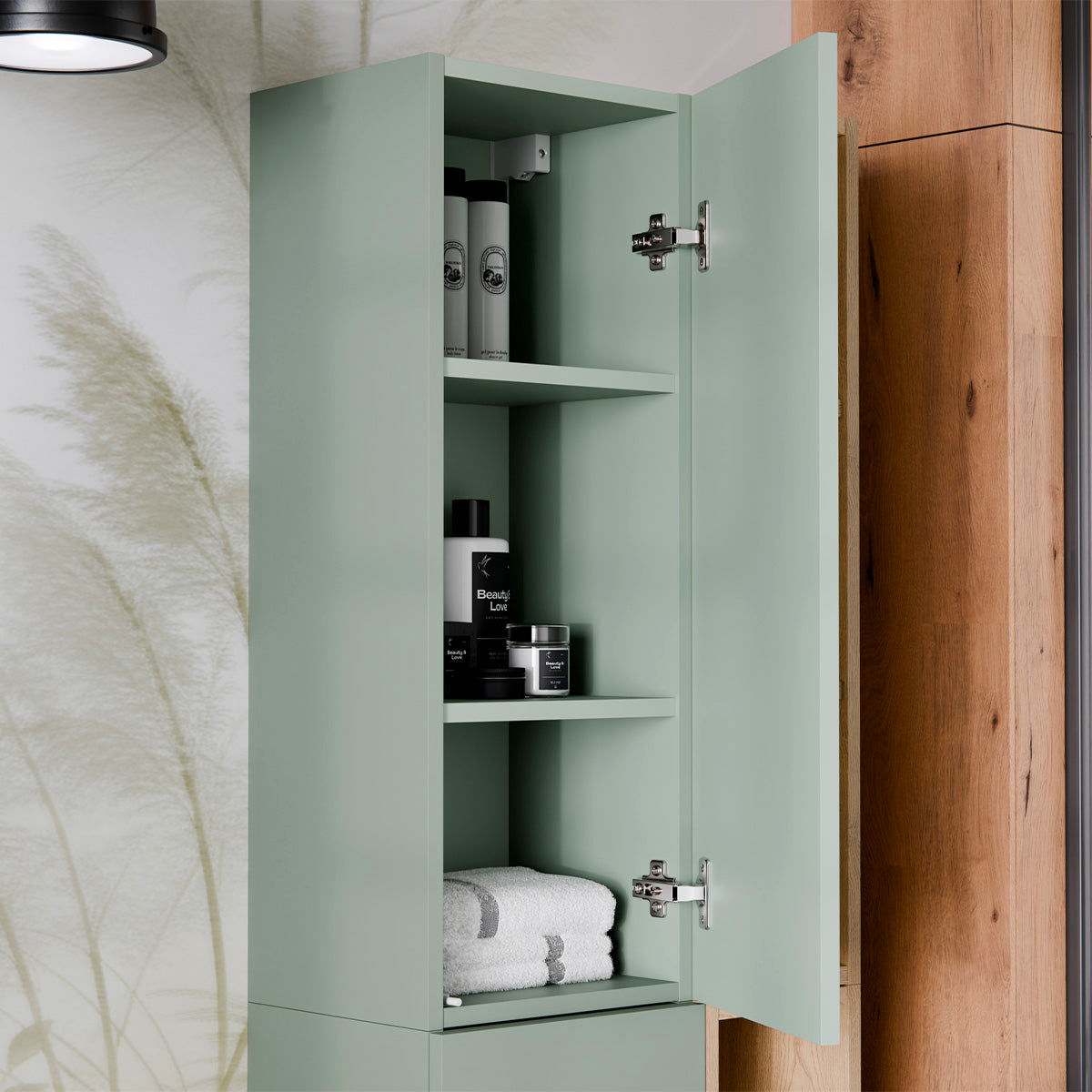 Ensemble meuble simple vasque 80cm et colonne Oria Vert mat - vue 9