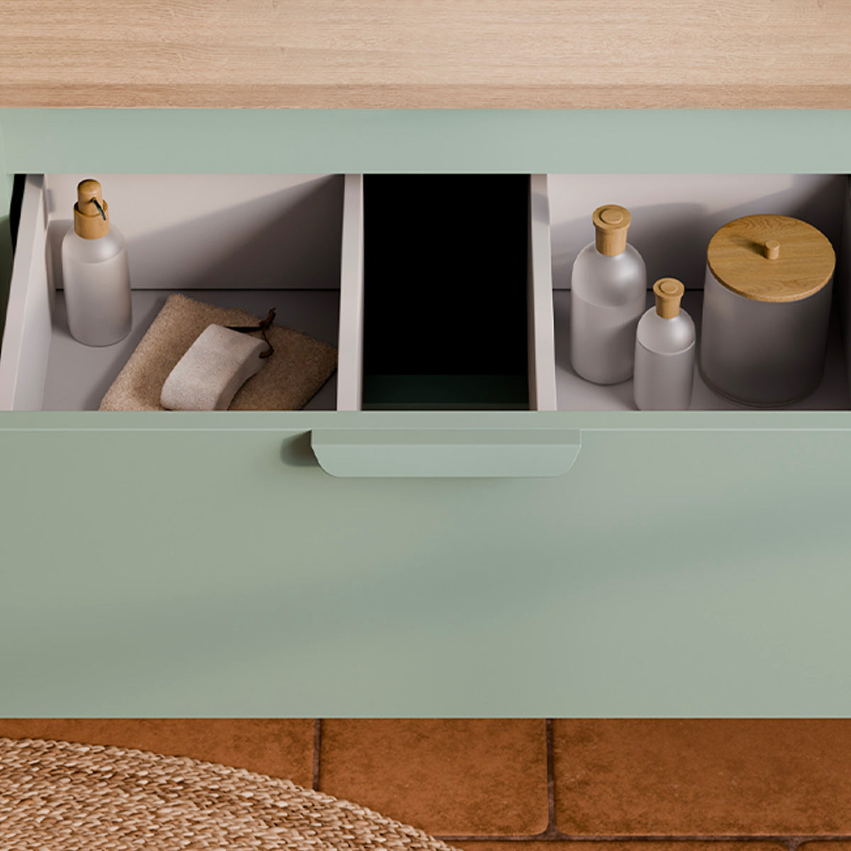 Meuble sous-vasque 80cm Oria Vert mat - vue 6